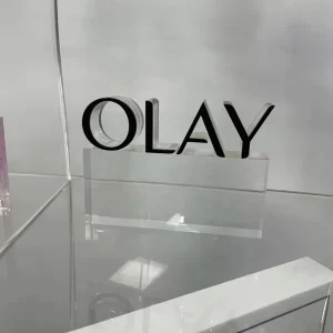 Custom Acrylic Sign Display Stand for White Logo Holder Brand Identity Display Board Retail Signage Promotions