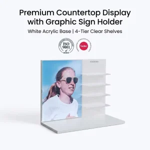 Custom Acrylic Sunglasses Display Rack Countertop Sign Holder 4 Tier Eyewear Stand for Boutique Retail Store