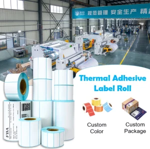 Custom Adhesive Paper Roll Thermal Label Paper Roll Heat Sensitive 50x25mm*300 Labels 48g Barcode Label Sticker