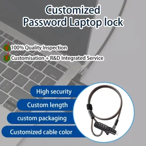 Custom Anti Theft Password Laptop Security Lock Zinc Plated Finish Compatible 2.5*6 Hole Design High Security Custom Cable Color