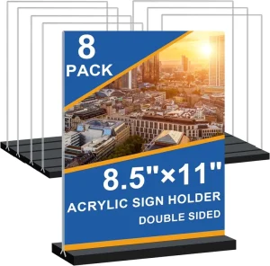 Custom Anysize Modern Acrylic Double-Sided Tabletop Sign Holder Eco-friendly Clear Menu Display Stand