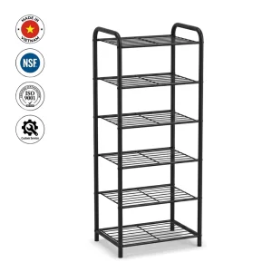 Custom Black 6 Tier Wire Shelving Unit With Arch Handles Heavy Duty Supermarket Display Rack Metal Storage Shelf Non China