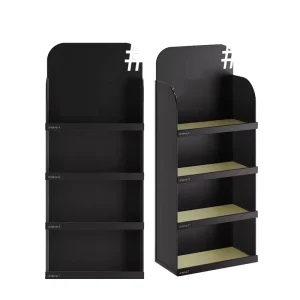 Custom Black Cardboard Display Rack POP Floor Cardboard Display Stand for Supermarkets Display Stand