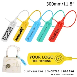 Custom Brand Logo Tag Zip Tie Labels Plastic Security Garment Clothe Shoe Bag Hang Tags Seal