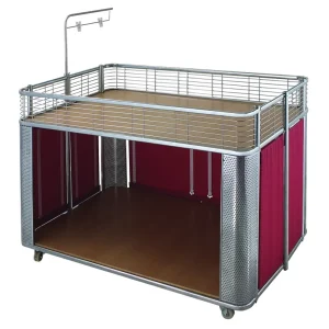 Custom Brand Supermarket Equipment Rectangular Promotion Counter Table Chrome Powder Coated Metal Display Stand Rack