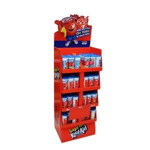 Custom Branded Supermarket Snack POS Unit Multi Tier Corrugated Floor Display Rack for Drink and Beverage Powders