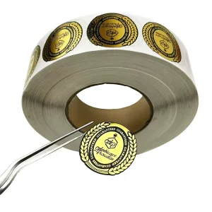 Custom Circle Logo Sticker Label Printing Aluminum Foil Paper Adhesive Round Logo Sticker Roll