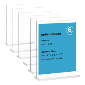 Custom Clear A4 Table Acrylic Menu Display Stand 6 Pack 8.5*11inch T Shape Clear Double Sided Plastic Acrylic Sign Holder