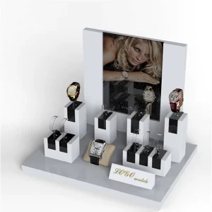 Custom Clear Acrylic 3mm Thick Polished Detachable Watch Stand and Display Rack with Desk Holder for Watches