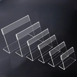 Custom Clear Acrylic L Shaped Sign Holder Shelf Price Tag Holder for Retail Display and Product Labeling