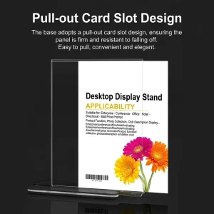 Custom Clear Acrylic T Shaped Sign Holder Display Stand with Removable & Portable Design Easy Assembly for Office & Retail Use