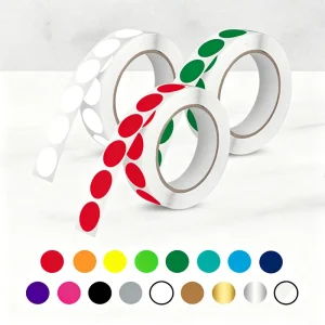 Custom Color and Size 1 2 3 4 Inch Self Adhesive Light Neon Fluorescent Circle Round Dot Sticker Paper Labels Roll
