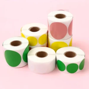 Custom Colorful Direct Thermal Adhesive Waterproof Sticker Labels for Grocery Supermarket 1″ 2″ Sizes
