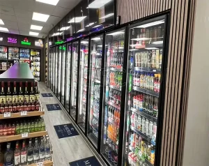 Custom Commercial Stainless Display Walk In Cooler Freezer NSF With Glass Door And Shelf