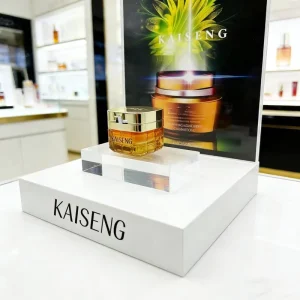 Custom Design Counter Luxury High End Table Acrylic Cosmetics Mascara Perfume Skincare Display Stand Cosmetic Display Case