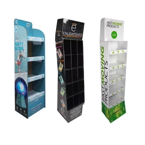 Custom Designed Honeycomb Cardboard Retail Rack Supermarket Snack Floor Display Stands for Food Items