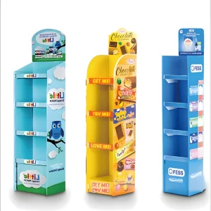 Custom Designed Portable Folding Corrugated Paper Racks Soft Drink Beverage Retail Store Display Shelves Automatic Rotating