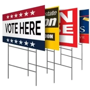 Custom Double Sided Election Yard Signs With Metal H Stakes UV Resistant Corrugated Plastic Political Campaign Lawn Signs Bulk