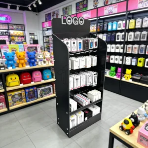 Custom Double-Sided Hook Display Rack Phone Case & Charging Cable Organizer Retail Floor Stand for Power Accessories