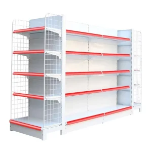 Custom Double-Sided Metallic Heavy Duty Pre-Assembled Gondola Shelving Supermarket Display Shelves Retail Store Commercial
