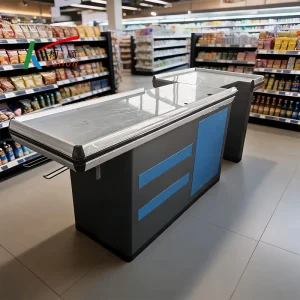 Custom Durable Checkout Counter Modern Wood Cashier Desk With Storage Drawers For Grocery Supermarket Convenience Retail Shop