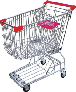 Custom Durable Steel Metal Chrome Plated Unfolding Design Supermarket Convenience Store Shopping Trolley Carts 90/100/120L