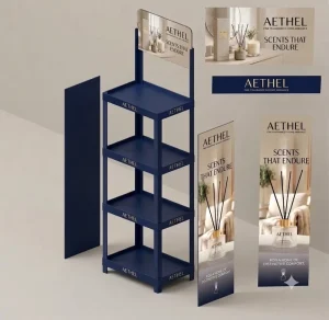 Custom Eco Friendly 4 Shelf Foldable Plastic Display Rack Free Standing For Supermarket Retail Store In Modern Style