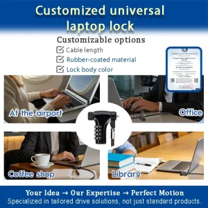Custom Eco Friendly Durable Laptop Lock Anti Theft Security System Password Unlocking Cable for Office School Computer Equipment