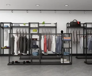 Custom Eco Friendly Floor standing Modern Clothing Display Rack LED Lighting for Design for Fashion Retail Boutique Shop
