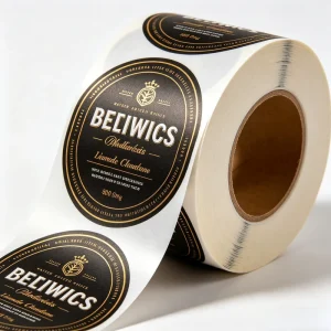 Custom Eco Friendly Vinyl Waterproof Black Gold Foil Roll Labels Luxury Self Adhesive Wine Cosmetic Mascara Bottles