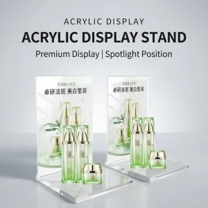 Custom Eco-friendly Transparent Acrylic Cosmetic Skin Care Display Rack Custom Color Logo 2/3 Shelves Modern/Classic Style