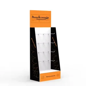 Custom FSDU Recyclable Corrugated Floor Hook Cardboard Display Foldable Carton Display Supermarket Store Corrugated Display