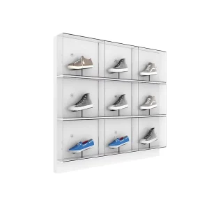 Custom Factory Footwear Brand Shop Acrylic Frame Wall Mounted Shoes Display for Sports Wear Store