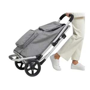 Custom Foldable Shopping Trolley Cart Aluminum Shopping Cart with Seat Large Capacity Trolley Carts for Grocery