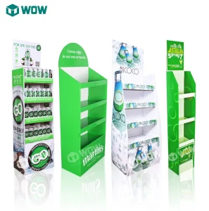 Custom Foldable Supermarket Retail Corrugated Cardboard Energy Drink Beverages Display Racks Floor Standing Stands Glossy
