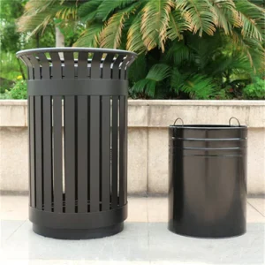 Custom Galvanized Steel Standing Eco Friendly Outdoor Round Commercial Garbage Storage Bin