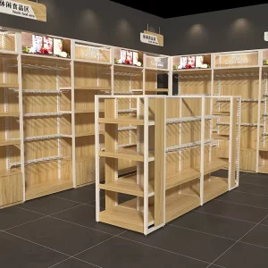 Custom Gondola Shelving Wooden Display Shop Shelves Supermarket Shelves