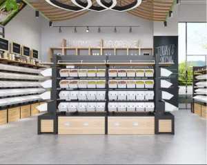 Custom Grocery Store Retail Snack Candy Display Rack Gondola Supermarket Shelves Food Display Rack Bulk Candy Shelves for Sale