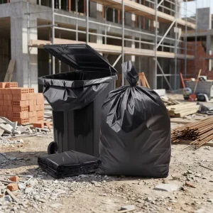 Custom Heavy Duty Thick Black Contractor Industrial Construction PE Garbage Waste Bag Plastic 55 Gallon Trash Bag Bulk