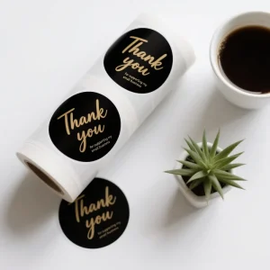 Custom Holographic Oil Proof Thank You Sticker Gift Wrap Letter Sealing Labels 1″ Logo Printed Self adhesive Art Paper Package