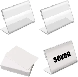Custom Horizontal Slanted Mini L Shape Supermarket Price Tag Display Stand Clear Acrylic Sign Display Holder