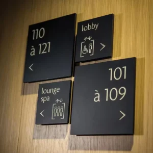 Custom Indoor Wall Mounted Wayfinding Directional Sign with Neon Light for Hotels Offices Hospitals & Companies