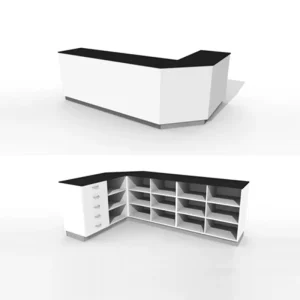 Custom KW001 Melamine Laminated Floor Standing Modern Design Cash Counter Retail Store Checkout Counter