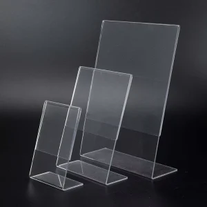 Custom L Shape Transparent Desktop Menu Sign Holder Clear Display Stand Sign Holder Acrylic Menu Sign Holder
