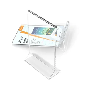 Custom L-Shaped Acrylic Sign Holder Clear Slant-Back Display Stand for Restaurant Menu Retail Price List Promotion