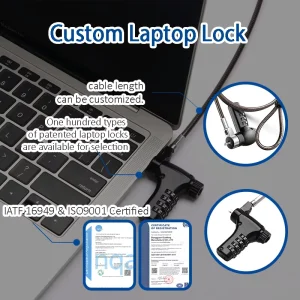 Custom Laptop Lock with Password Unlock Zinc Plated Anti Theft Security Device for School Office Business