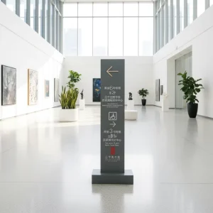 Custom Large Stainless Steel Durable Floor Standing Directional Wayfinding Sign Acrylic Cover Brand for Airport Shopping