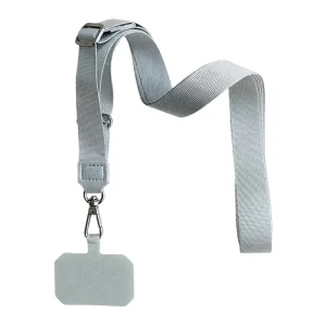 Custom Logo 20mm Wide Hands Free Anti Theft Adjustable Polyester Crossbody Phone Lanyard Universal Neck Strap With Patch