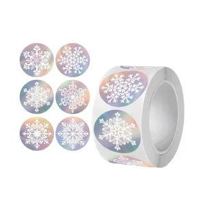 Custom Logo 500 Pcs Roll Round Christmas Holographic Thank You Stickers for Packaging Sticker Label