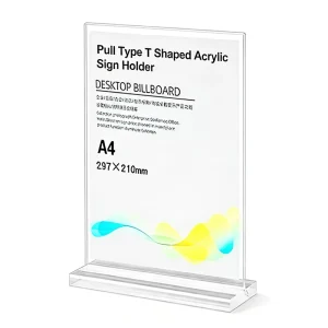 Custom Logo A4 A5 A6 Double Sided Clear Menu Stand Slanted Insert T Shape Acrylic Sign Holder